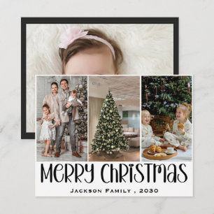 Elegant Snowflake 4 Photo Collage Christmas Holiday Card