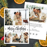 Elegant Snowflake 4 Photo Collage Christmas Holiday Card<br><div class="desc">Elegant Modern Black and White 4 Photo Collage Merry Christmas Script Holiday Card. Share the magic of the season with this elegant black-and-white holiday card featuring a clean five-photo collage on the front. The design includes delicate snowflake accents and a hand-lettered “Merry Christmas” greeting in a stylish black brush-script calligraphy,...</div>