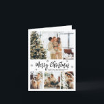 Elegant Snowflake 5 Photo Collage Christmas Holiday Card<br><div class="desc">Modern Elegant Black and White 5 Photo Collage Merry Christmas Script Holiday Card. This festive, mimimalist, whimsical photo holiday card template features a pretty photo collage, some snowflake and says Merry Christmas! The „Merry Christmas” greeting text is written in a beautiful black hand lettered typography font type on white colour...</div>
