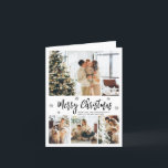 Elegant Snowflake 5 Photo Collage Christmas Holiday Card<br><div class="desc">Modern Elegant Black and White 5 Photo Collage Merry Christmas Script Holiday Card. This festive, mimimalist, whimsical photo holiday card template features a pretty photo collage, some snowflake and says Merry Christmas! The „Merry Christmas” greeting text is written in a beautiful black hand lettered typography font type on white colour...</div>