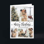 Elegant Snowflake 5 Photo Collage Christmas Holiday Card<br><div class="desc">Modern Elegant Black and White 5 Photo Collage Merry Christmas Script Holiday Folded Card. This festive, mimimalist, whimsical photo holiday card template features a pretty photo collage, some snowflake and says Merry Christmas! The „Merry Christmas” greeting text is written in a beautiful black hand lettered typography font type on white...</div>