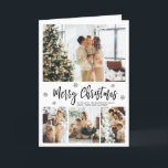 Elegant Snowflake 5 Photo Collage Christmas Holiday Card<br><div class="desc">Modern Elegant Black and White 5 Photo Collage Merry Christmas Script Holiday Folded Card. This festive, mimimalist, whimsical photo holiday card template features a pretty photo collage, some snowflake and says Merry Christmas! The „Merry Christmas” greeting text is written in a beautiful black hand lettered typography font type on white...</div>