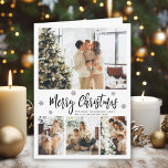Elegant Snowflake 5 Photo Collage Christmas Holiday Card<br><div class="desc">Modern Elegant Black and White 5 Photo Collage Merry Christmas Script Holiday Folded Card. This festive, mimimalist, whimsical photo holiday card template features a pretty photo collage, some snowflake and says Merry Christmas! The „Merry Christmas” greeting text is written in a beautiful black hand lettered typography font type on white...</div>