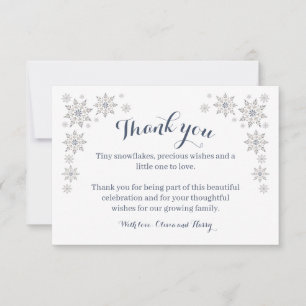 Elegant Snowflake Baby Shower Thank you card