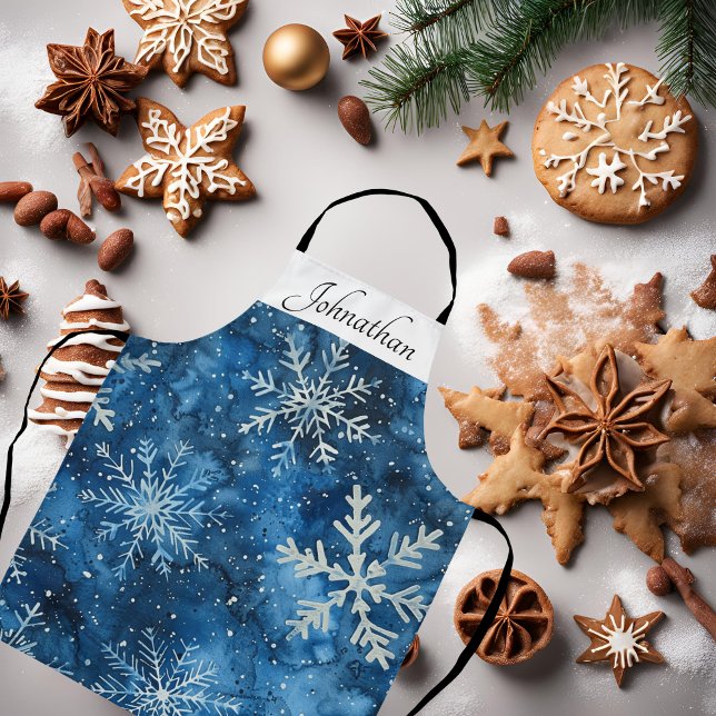 Elegant Snowflake Christmas Apron (Imagine wearing this cute apron while Christmas cooking! Grab yours now!)