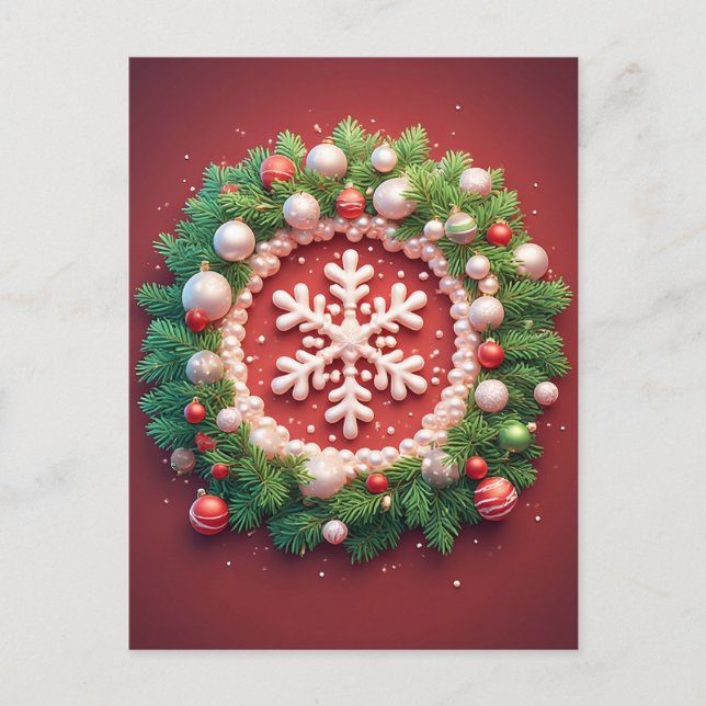 ❄️ Elegant Snowflake Christmas Charm 🎄 Festive  Postcard (Front)