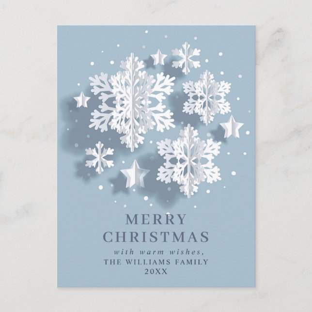 Elegant Snowflake Christmas Greeting Holiday Postcard (Front)
