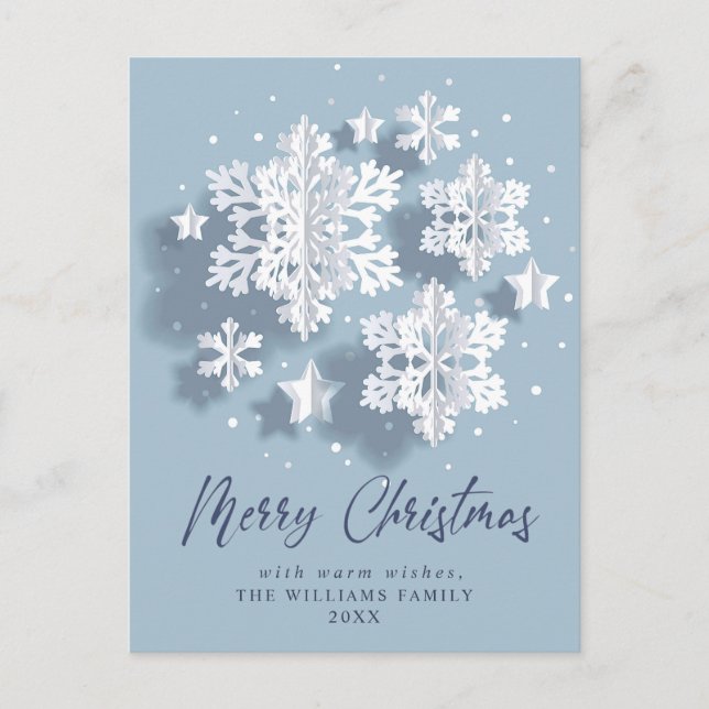 Elegant Snowflake Christmas Greeting Holiday Postcard (Front)