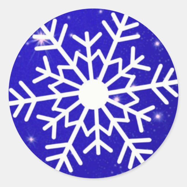 Elegant Snowflake Christmas Merry Winter Classic Round Sticker (Front)