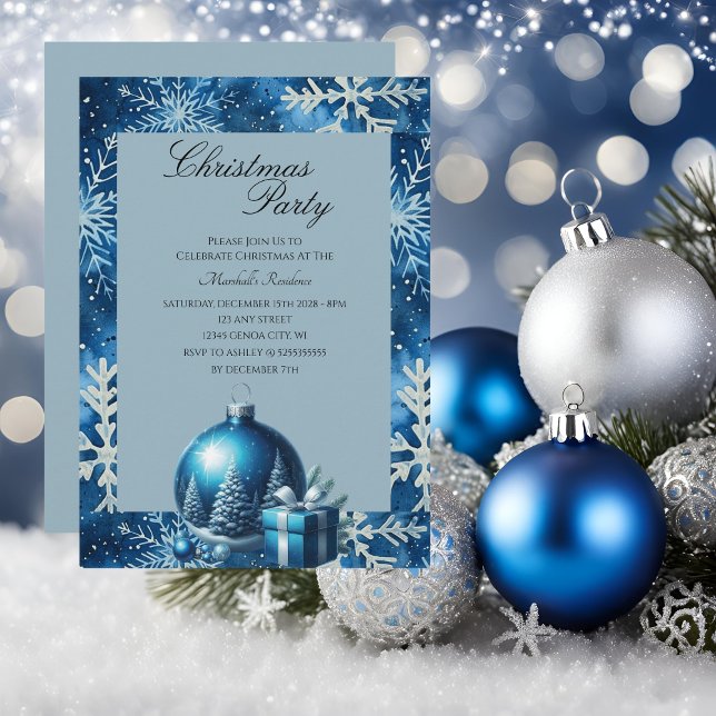 Elegant Snowflake Christmas Party Invitation (Cute invites for your Christmas party!)