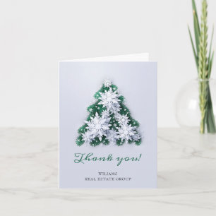 Elegant Snowflake Christmas Tree Greeting Holiday Thank You Card
