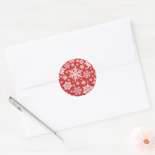 Elegant Snowflake (Cranberry) Classic Round Sticker