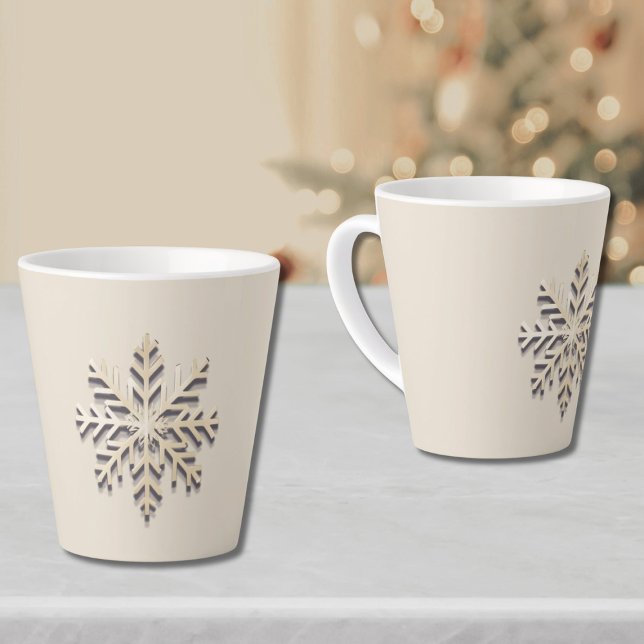 Elegant Snowflake Holiday Latte Mug (Creator Uploaded)