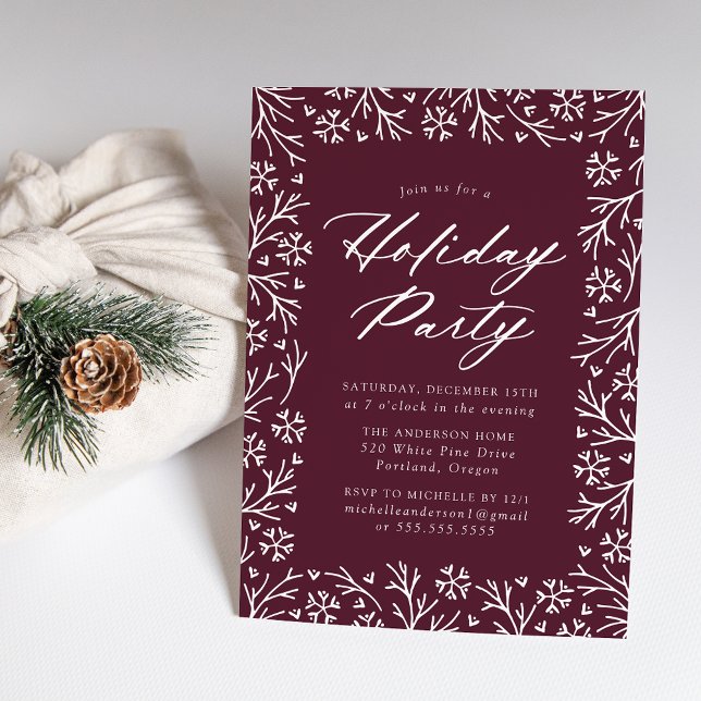 Elegant Snowflake Holiday Party Invitation (Creator Uploaded)