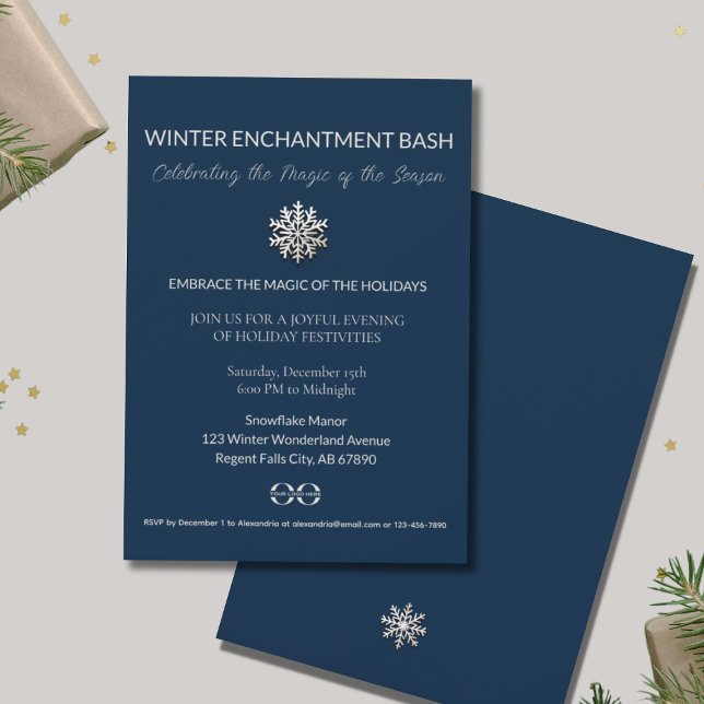 Elegant Snowflake Holiday Party Invitation (Creator Uploaded)