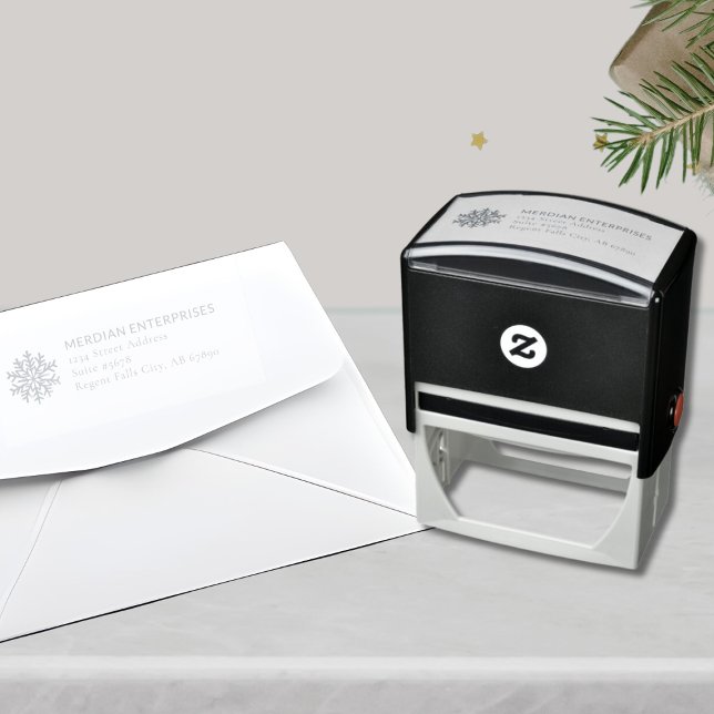 Elegant Snowflake Holiday Stamp Business Address (Creator Uploaded)