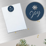 Elegant Snowflake Joy Magnet<br><div class="desc">Add a touch of elegance to your holiday décor with this Elegant Snowflake Joy Magnet. The round magnet features a brushed silver snowflake at the top and the word "Joy" in script font, creating a festive and stylish design. Perfect for adorning your fridge, office space, or any magnetic surface, this...</div>