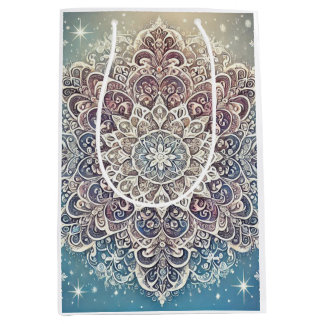 Elegant Snowflake Mandala in Frosty Hues Medium Gift Bag