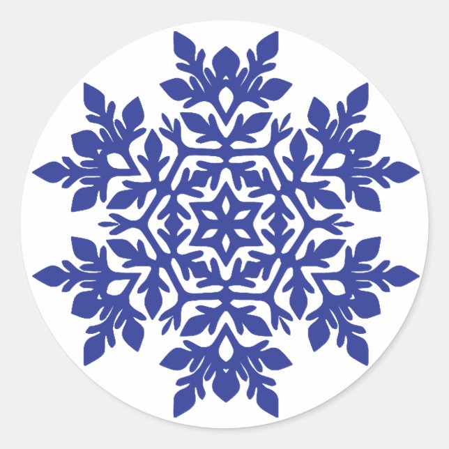 Elegant Snowflake (Midnight) Classic Round Sticker (Front)