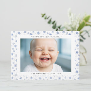Elegant Snowflake Modern Photo Christmas Holiday Card