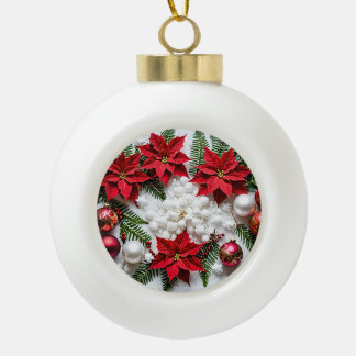 Elegant Snowflake Ornament with Festive Poinsettia