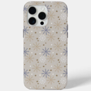 Elegant Snowflake Pattern Beige  iPhone 15 Pro Max Case