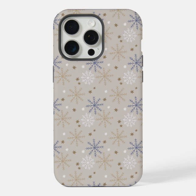 Elegant Snowflake Pattern Beige  iPhone Case (Back)