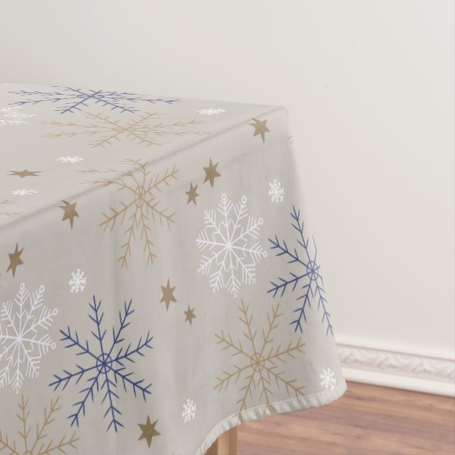 Elegant Snowflake Pattern Beige Tablecloth (In Situ)