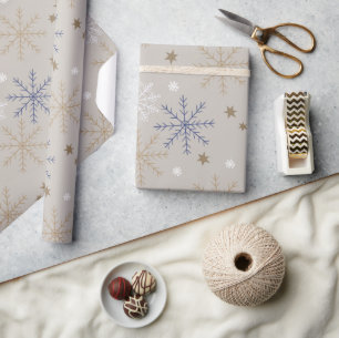 Elegant Snowflake Pattern Beige Wrapping Paper