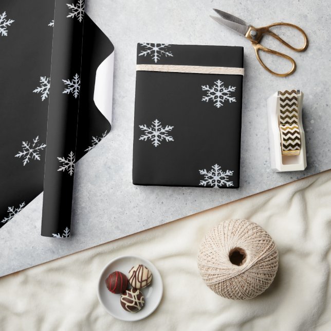Elegant Snowflake Pattern Ice Winter Design Wrapping Paper (Crafts)