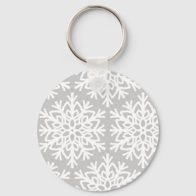Elegant Snowflake Pattern Key Ring (Front)