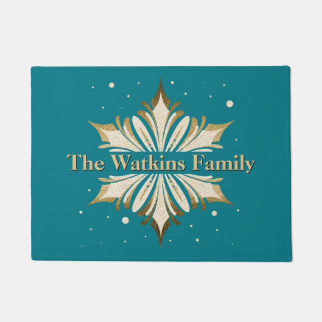 Elegant Snowflake Personalised Door Mat (Front)