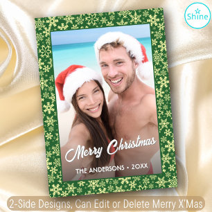 Elegant Snowflake Photo Frame Create Your Own Text Holiday Card