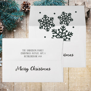 Elegant Snowflake Pre-adressed Merry Christmas Envelope