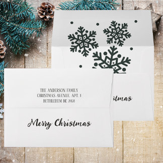 Elegant Snowflake Pre-adressed Merry Christmas Envelope