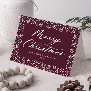 Elegant Snowflake Purple Merry Christmas Non-Photo Holiday Card