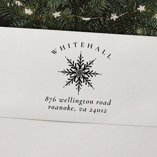 Elegant Snowflake Return Address Rubber Stamp (Creator Uploaded)