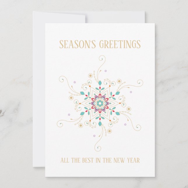 Elegant Snowflake Season's Greetings Business Holiday Card (Front)