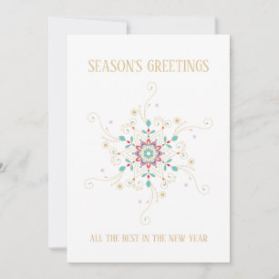 Elegant Snowflake Season's Greetings Business Holiday Card
