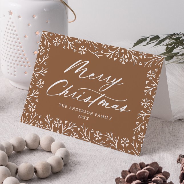 Elegant Snowflake Toffee Merry Christmas Non-Photo Holiday Card (Creator Uploaded)