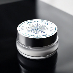 Elegant Snowflake Watercolor Thank You Classic Round Sticker