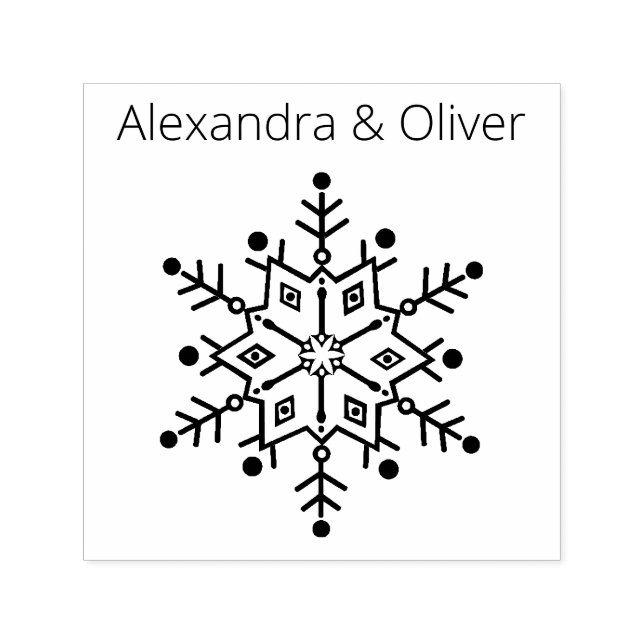 Elegant Snowflake Wedding Name Monogram  Self-inking Stamp (Design)