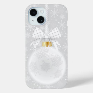Elegant Snowflake White Ornament Christmas iPhone 15 Case