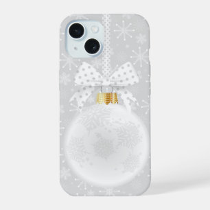 Elegant Snowflake White Ornament Christmas iPhone 15 Case