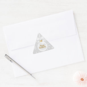 Elegant Snowflake White Ornament Christmas Triangle Sticker