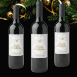 Elegant Snowflake White Ornament Christmas Wine Label<br><div class="desc">An elegant white Christmas tree ornament on a light grey background filled with snowflakes, on these wine bottle labels - fun for personalised wine gifts for the holidays. CHANGE to any wording. Use the Customise Further feature to add or delete text, align text, change the font, font colours and layout....</div>