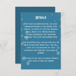 Elegant Snowflake Winter Blue   Wedding Detail Enclosure Card