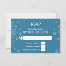 Elegant Snowflake Winter Blue | Wedding RSVP Card