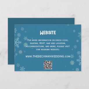 Elegant Snowflake Winter Blue   Wedding Website Enclosure Card