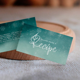 Elegant Snowflake Winter Bridal Shower Recipe Enclosure Card